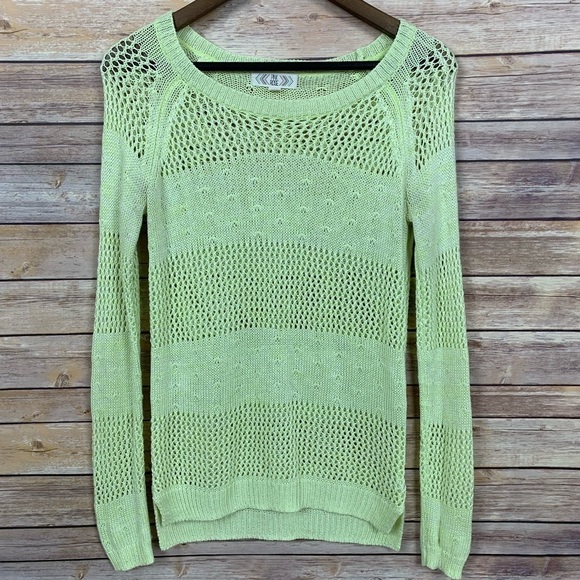 Pink Rose S Open Weave Crochet Top Lemony/Lime - Picture 1 of 5